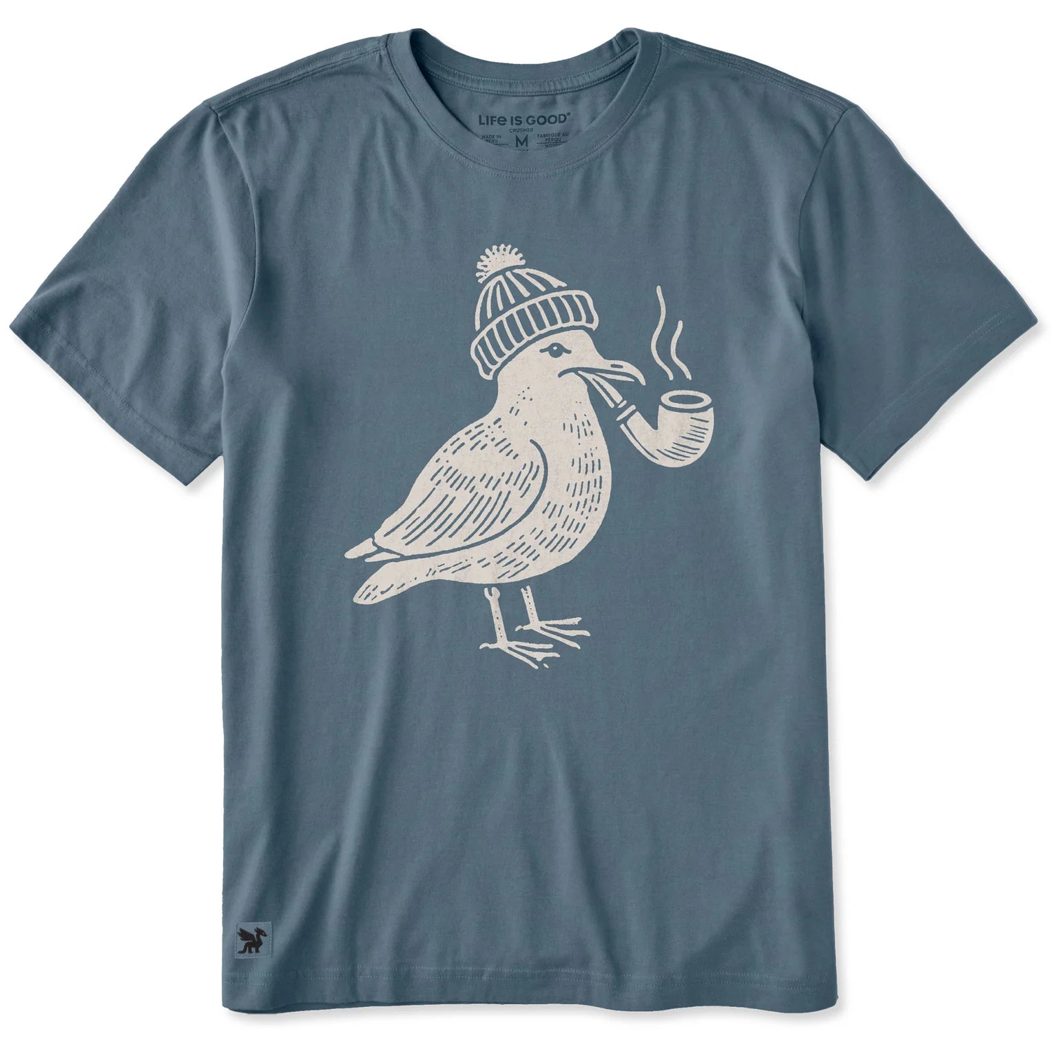 Life Is Good M SS Crusher Seagull Pipe Tee SLATE BLUE
