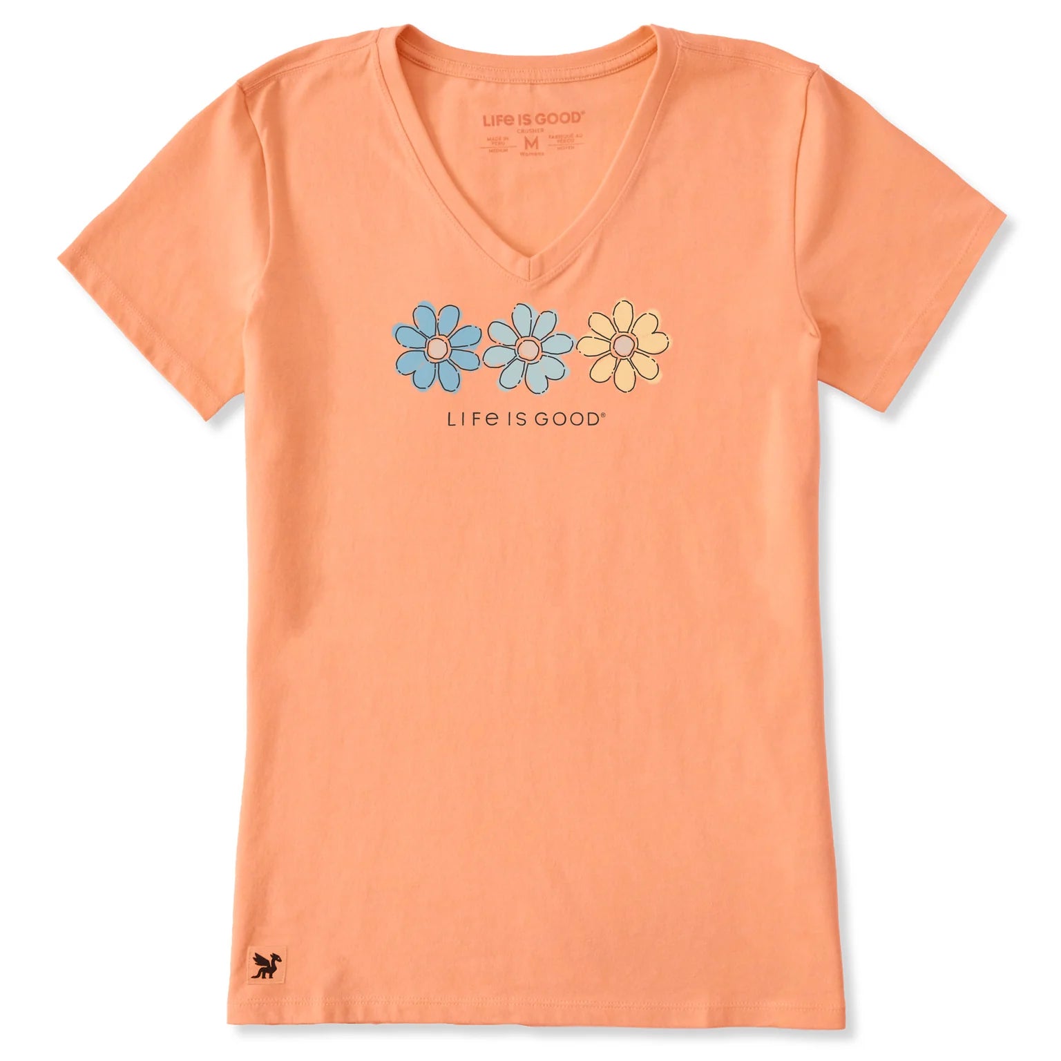 Life is Good W SS Crusher Vee Three Daisies Rally CANYON ORANGE