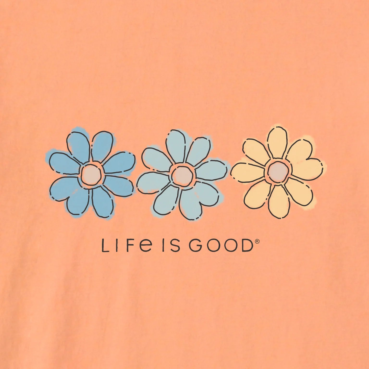 Life is Good W SS Crusher Vee Three Daisies Rally CANYON ORANGE