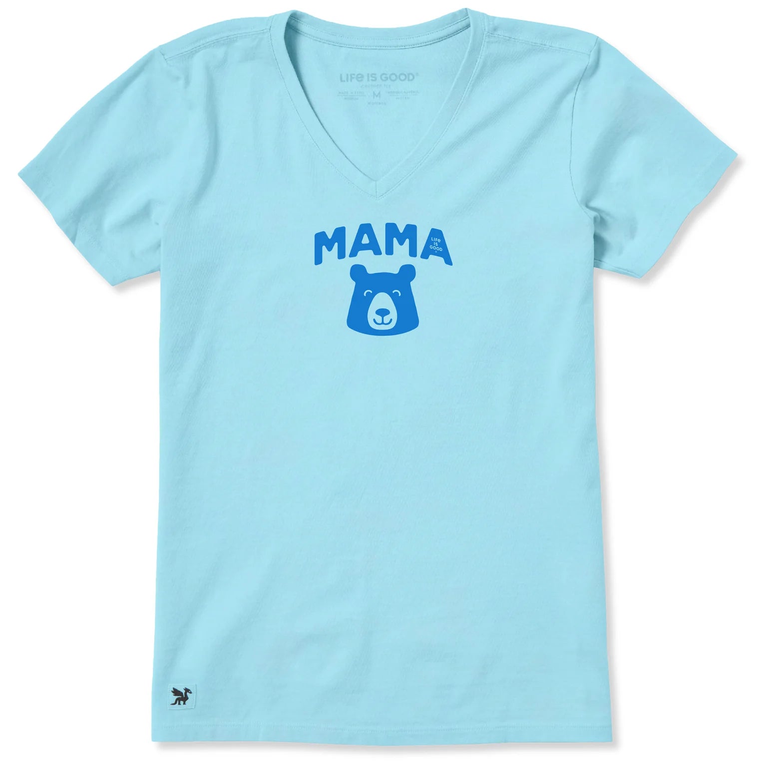 Life Is Good W SS Crusher-Lite Mama Bear Head Vee AQUA BLUE