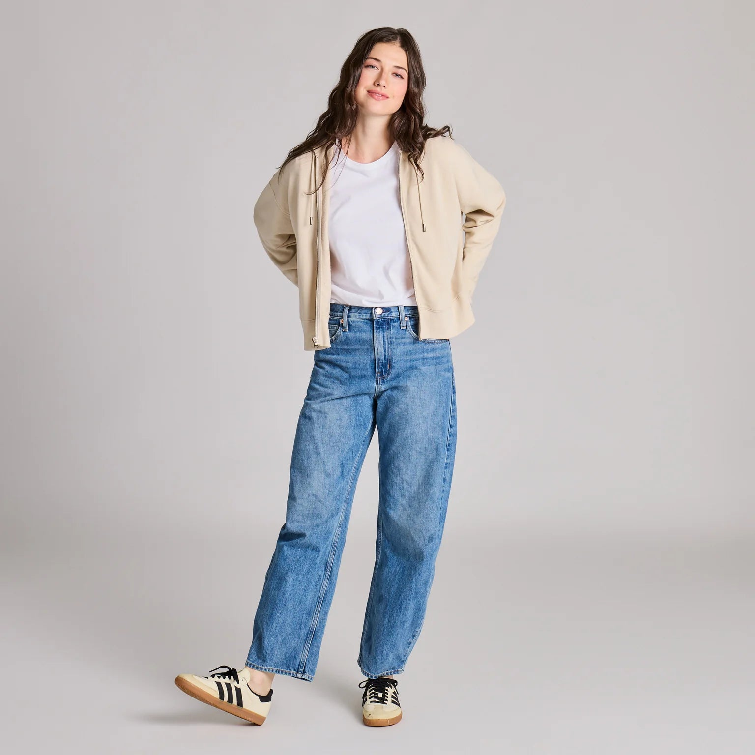 Life is Good W French Terry Boxy Zip Hoodie BIRCH WHITE