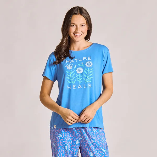 Life Is Good W Sleep Tee Nature Heals ATHLETIC  BLUE