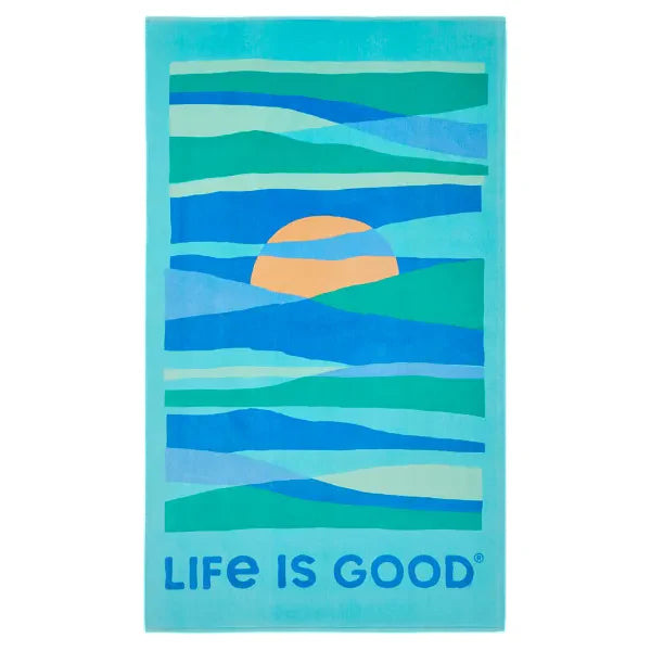 Life is Good Hazy Sunrise Beach Towel AQUA BLUE