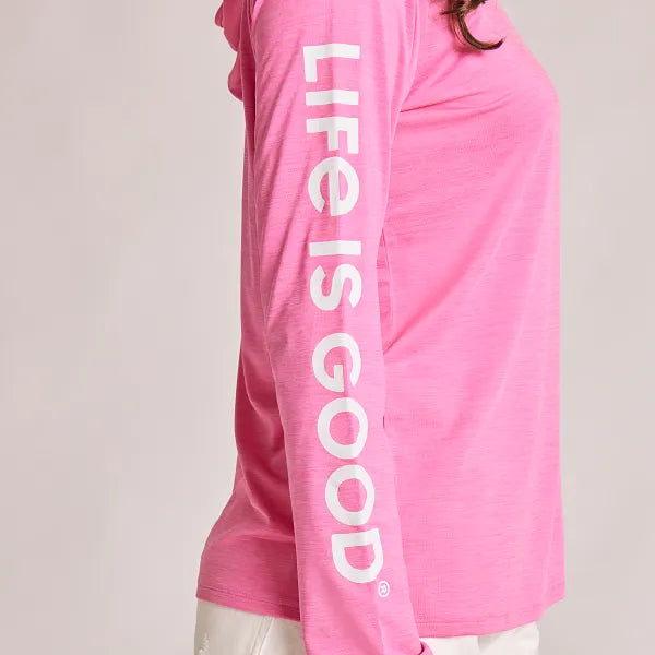 Life Is Good W LS Hooded Sun Crusher WATERMELON PINK