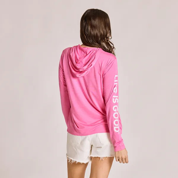 Life Is Good W LS Hooded Sun Crusher WATERMELON PINK