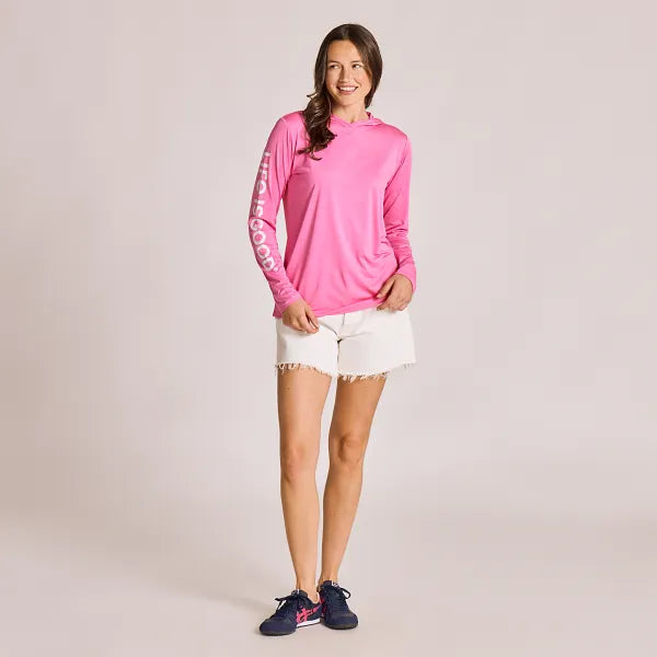 Life Is Good W LS Hooded Sun Crusher WATERMELON PINK