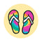 Life is Good 4" Circle Sticker Tie Dye Flip Flops SANDY YELLOW