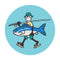 Life is Good 4" Circle Sticker Jake Big Fish AQUA BLUE