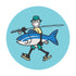 Life is Good 4" Circle Sticker Jake Big Fish AQUA BLUE