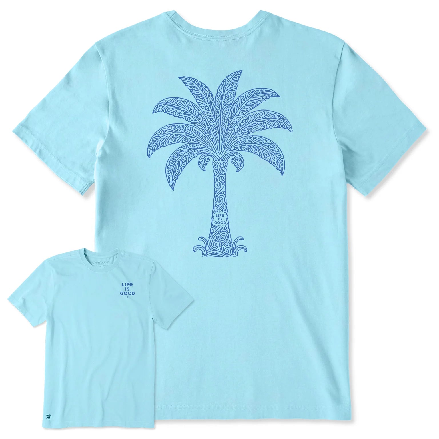 Life is Good M SS Crusher Patterned Palm Tee AQUA BLUE
