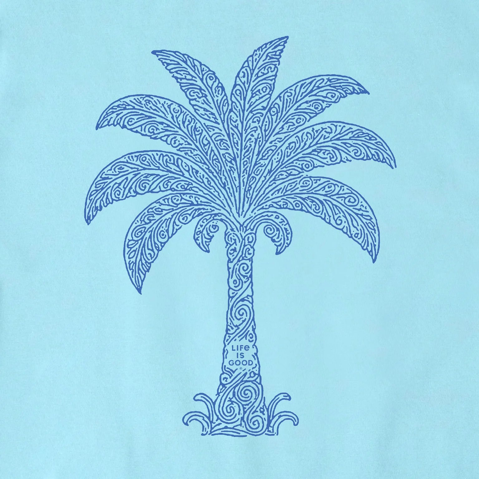 Life is Good M SS Crusher Patterned Palm Tee AQUA BLUE
