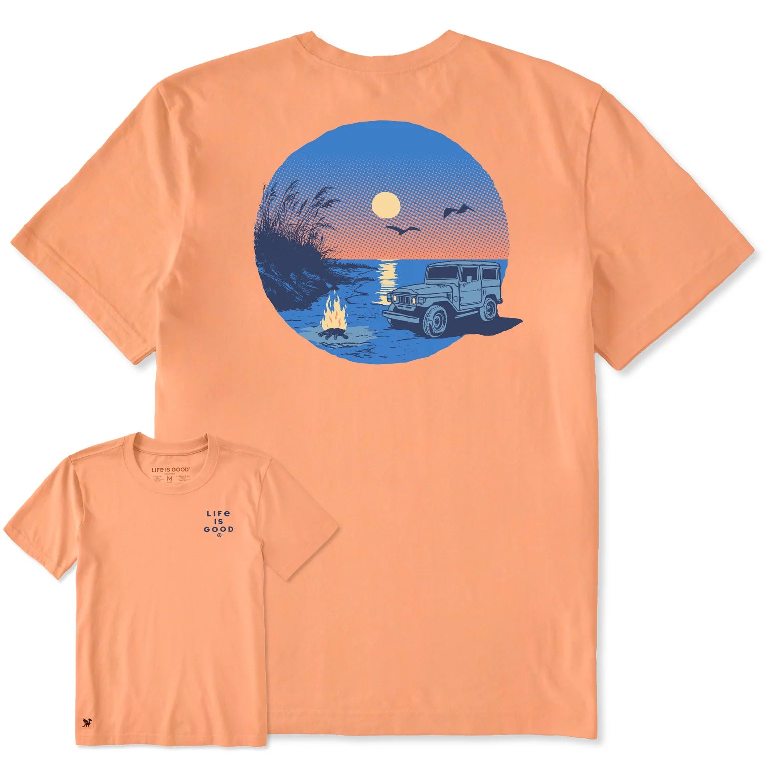 Life is Good M SS Crusher Moonlit ATV Bonfire Tee CANYON ORANGE
