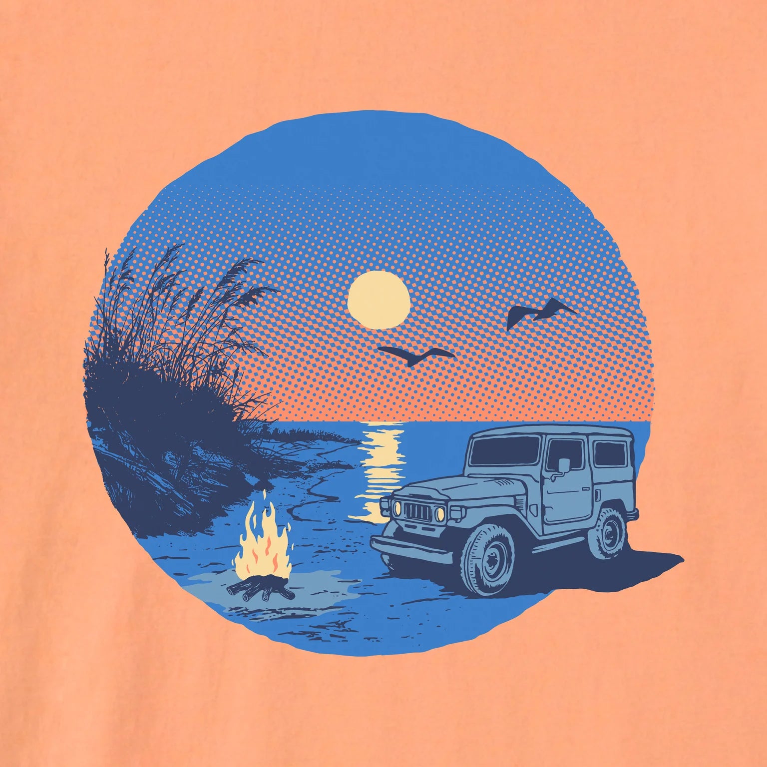 Life is Good M SS Crusher Moonlit ATV Bonfire Tee CANYON ORANGE
