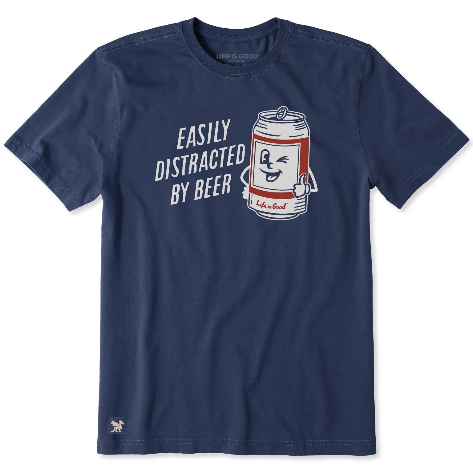 Life Is Good M SS Crusher-Lite Easily Distracted By Beer Tee DARKEST BLUE