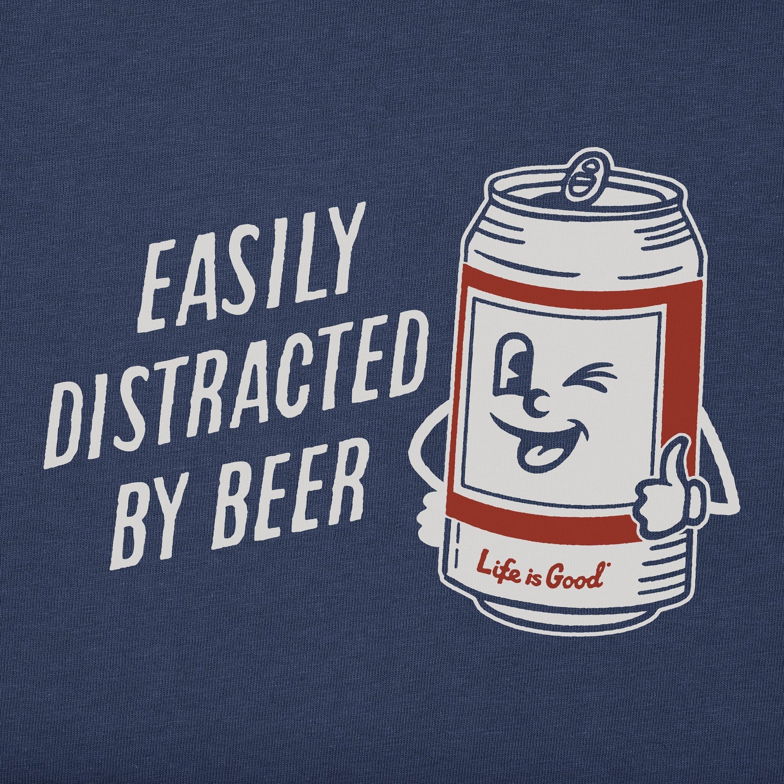 Life Is Good M SS Crusher-Lite Easily Distracted By Beer Tee DARKEST BLUE