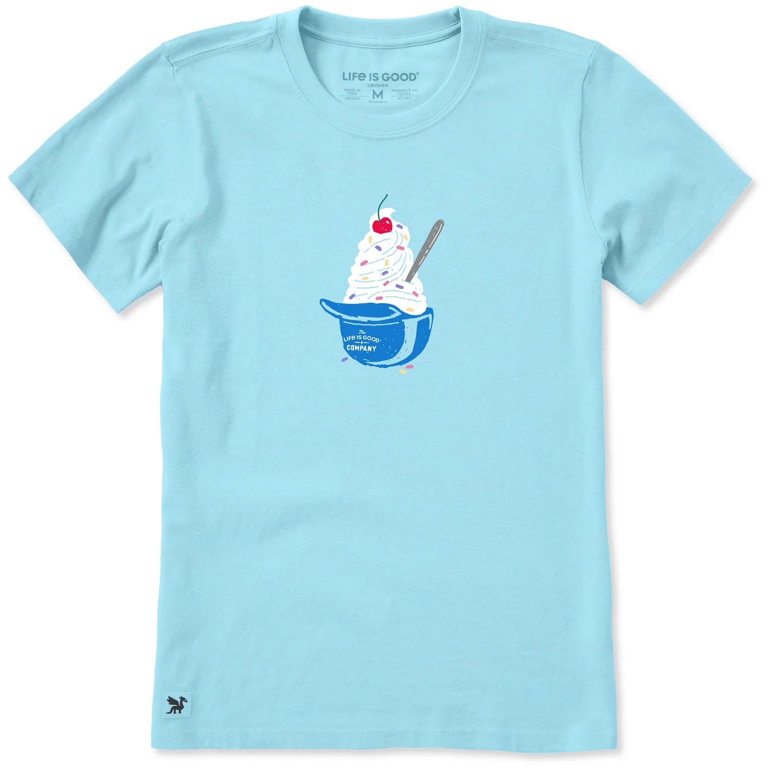 Life Is Good W SS Crusher Home Run Sundae Tee AQUA BLUE