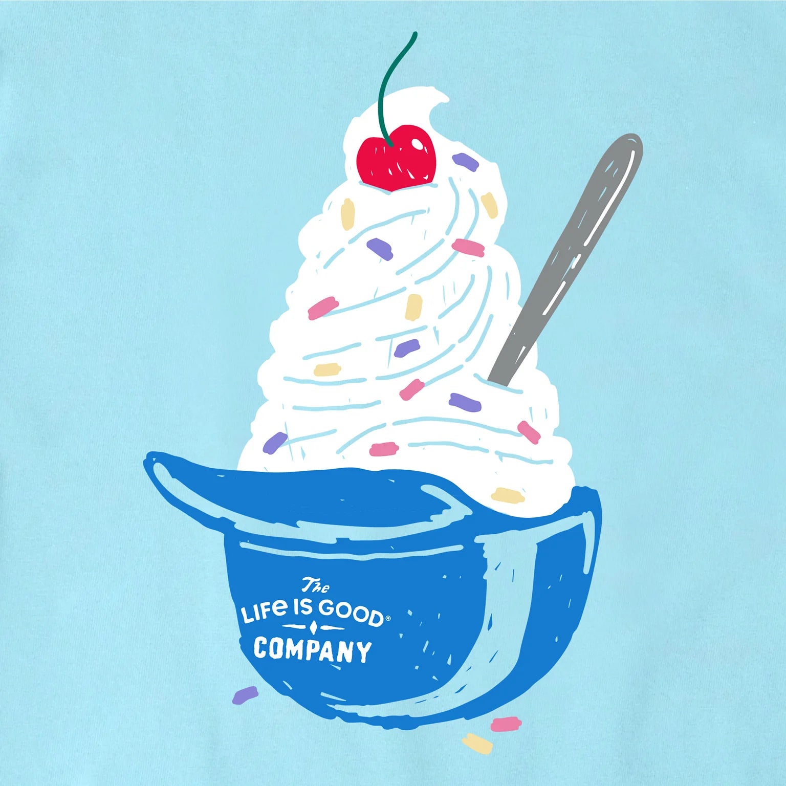 Life Is Good W SS Crusher Home Run Sundae Tee AQUA BLUE