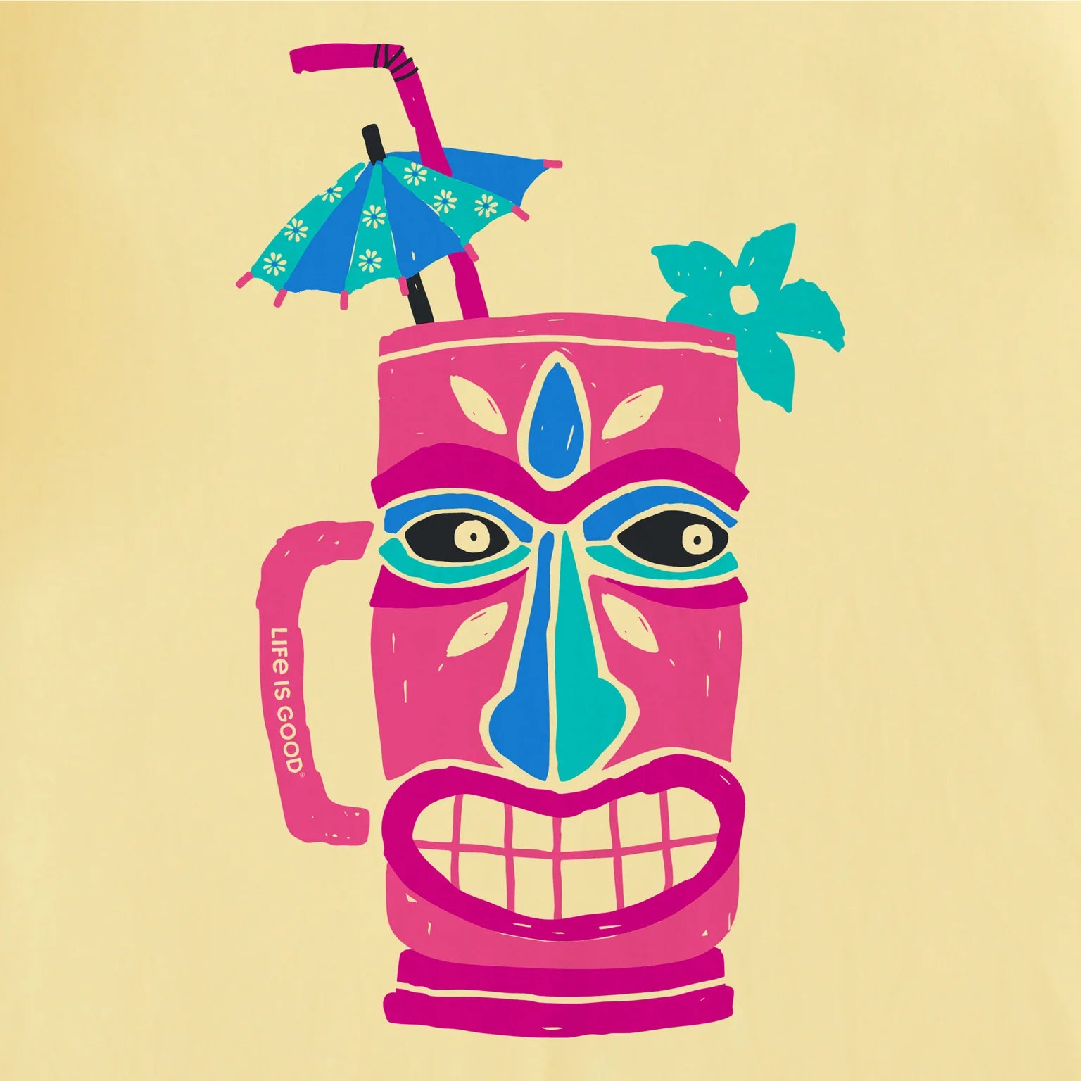 Life Is Good W SS Crusher Tiki Sippin Tee SANDY YELLOW