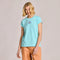 Life Is Good W SS Crusher Embroidered Sea Turtle Tee AQUA BLUE