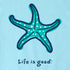 Life is Good W SS Crusher Starfish LIG Vee AQUA BLUE