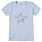 Life is Good W SS Crusher Blooming Wildflower Star Vee GLACIER BLUE