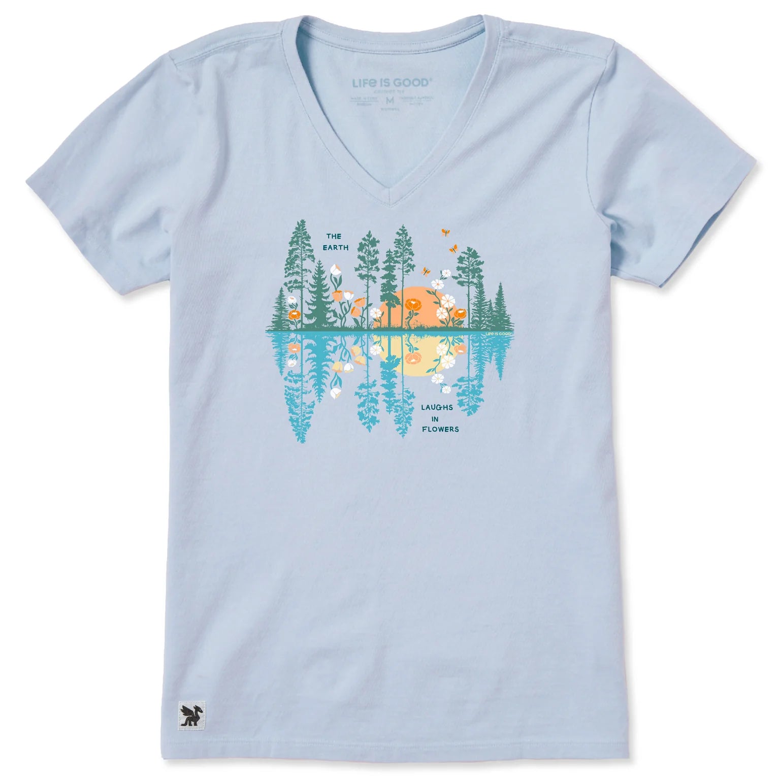Life is Good W SS Crusher Reflections in Bloom Vee GLACIER BLUE