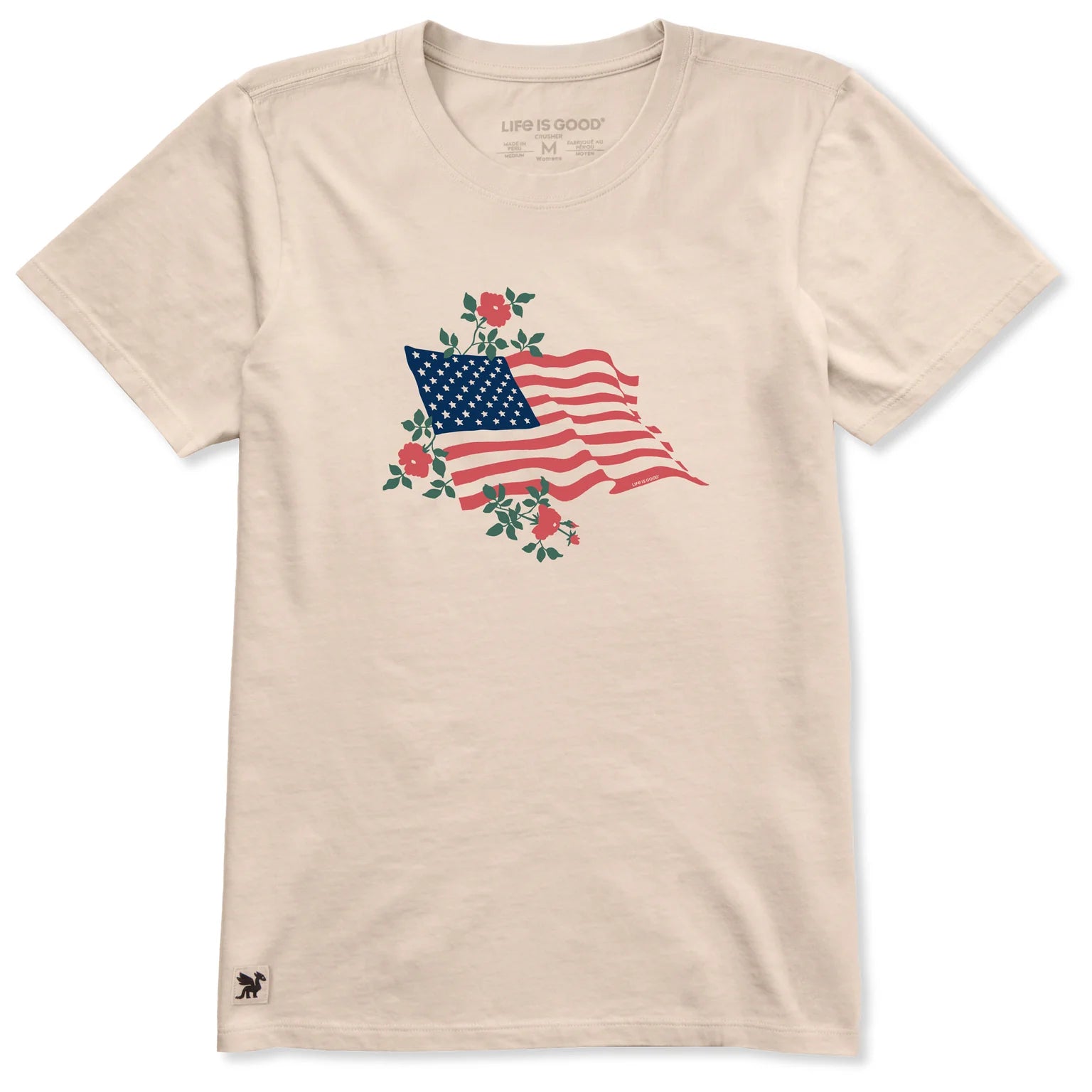 Life is Good W SS Crusher Lite Red Rose America Tee BIRCH WHITE