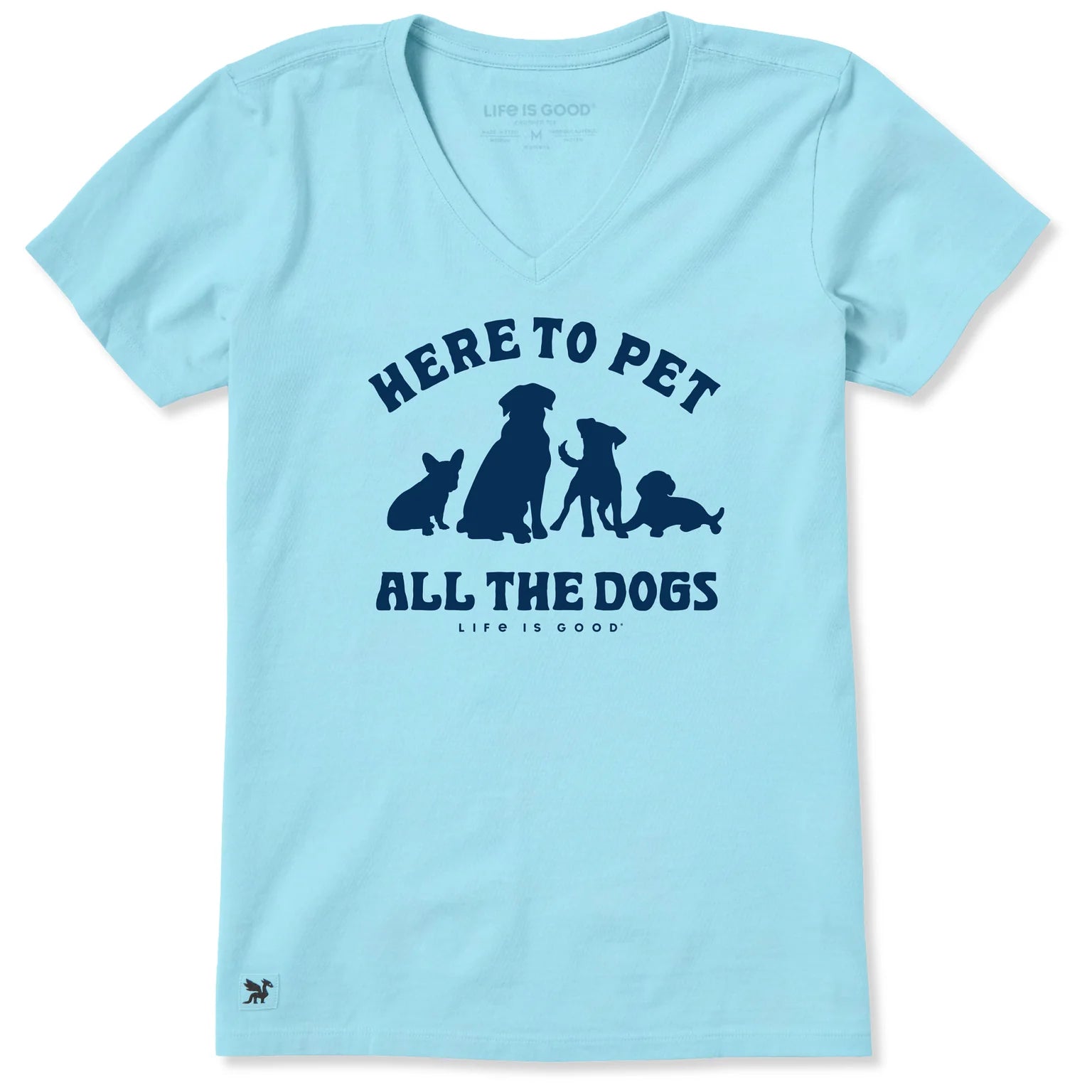 Life Is Good W SS Crusher-Lite Pet All The Dogs Vee AQUA BLUE