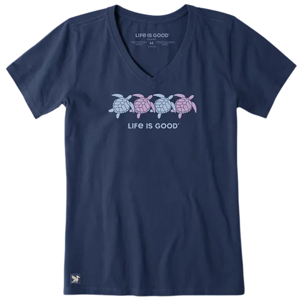 Life Is Good W SS Crusher Lite Rally Swimming Turtles Tee DARKEST BLUE