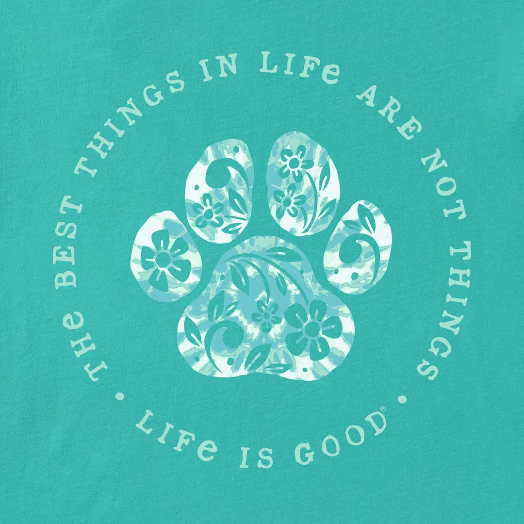 Life is Good W Hooded Crusher Best Things Floral Paw TURQUOISE GREEN