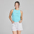 Life is Good W Embroidered Flower Duo Fitted Rib Tank AQUA BLUE