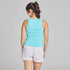 Life is Good W Embroidered Flower Duo Fitted Rib Tank AQUA BLUE