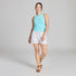 Life is Good W Embroidered Flower Duo Fitted Rib Tank AQUA BLUE