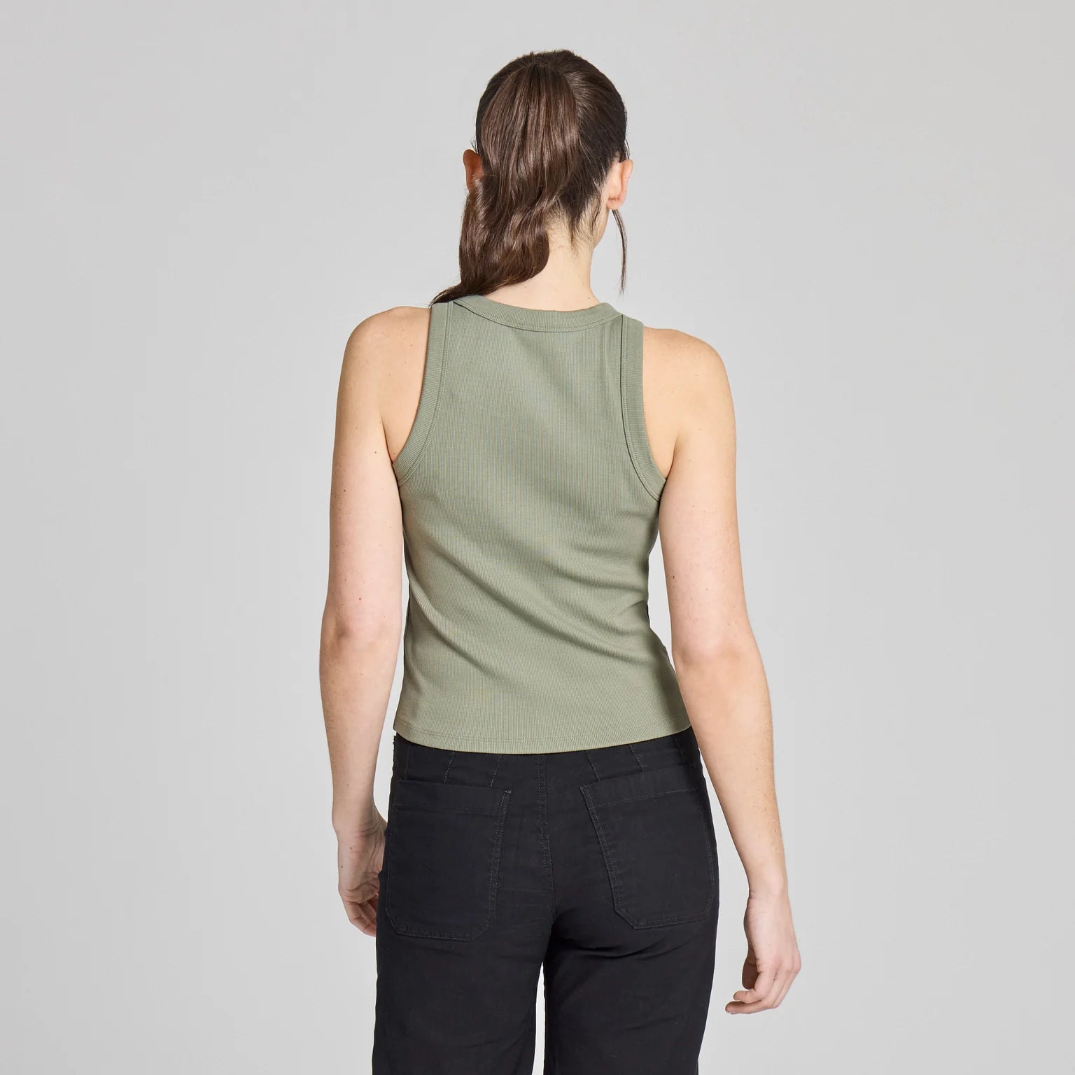 Life Is Good W Fitted Tank Embroidered Spritz MOSS GREEN