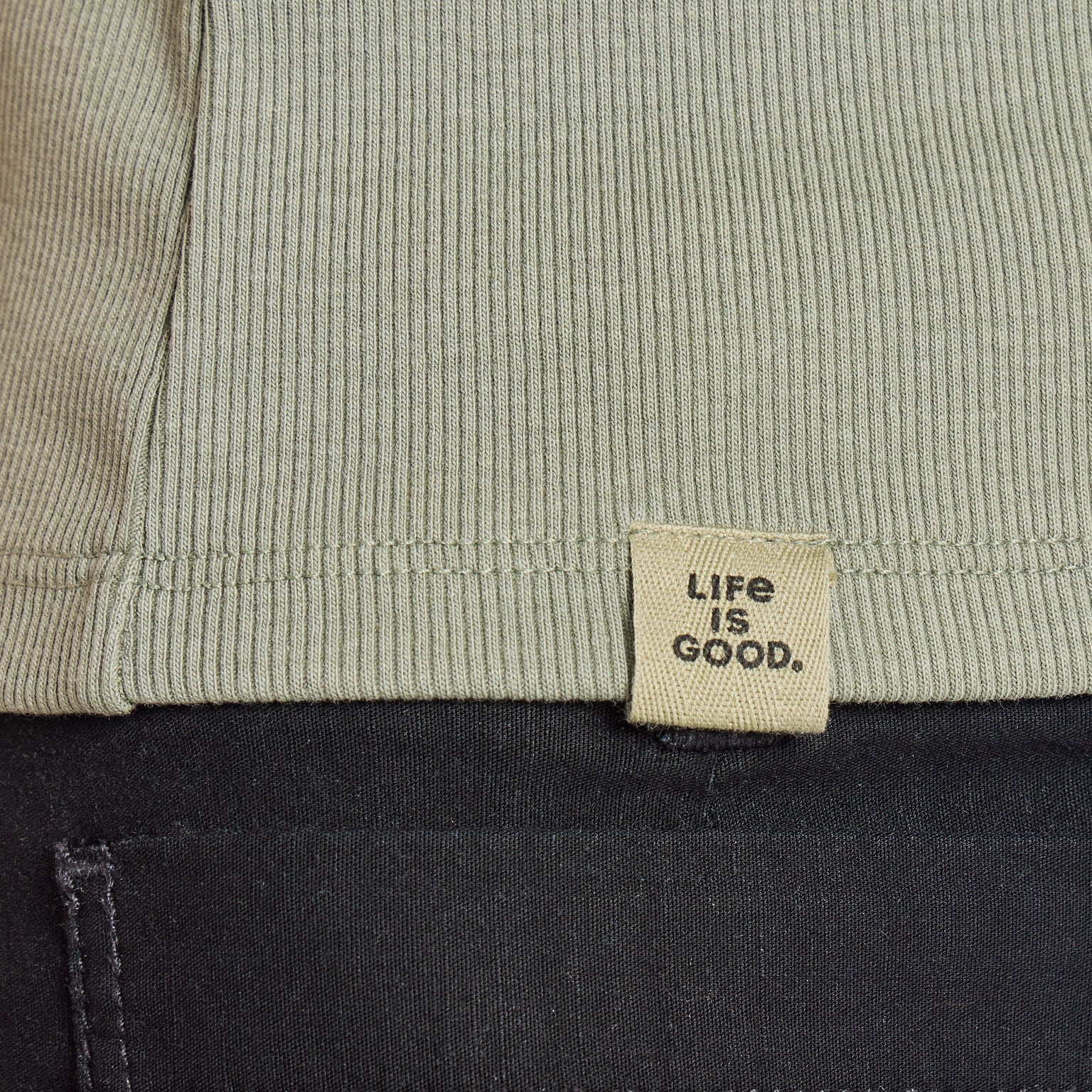 Life Is Good W Fitted Tank Embroidered Spritz MOSS GREEN