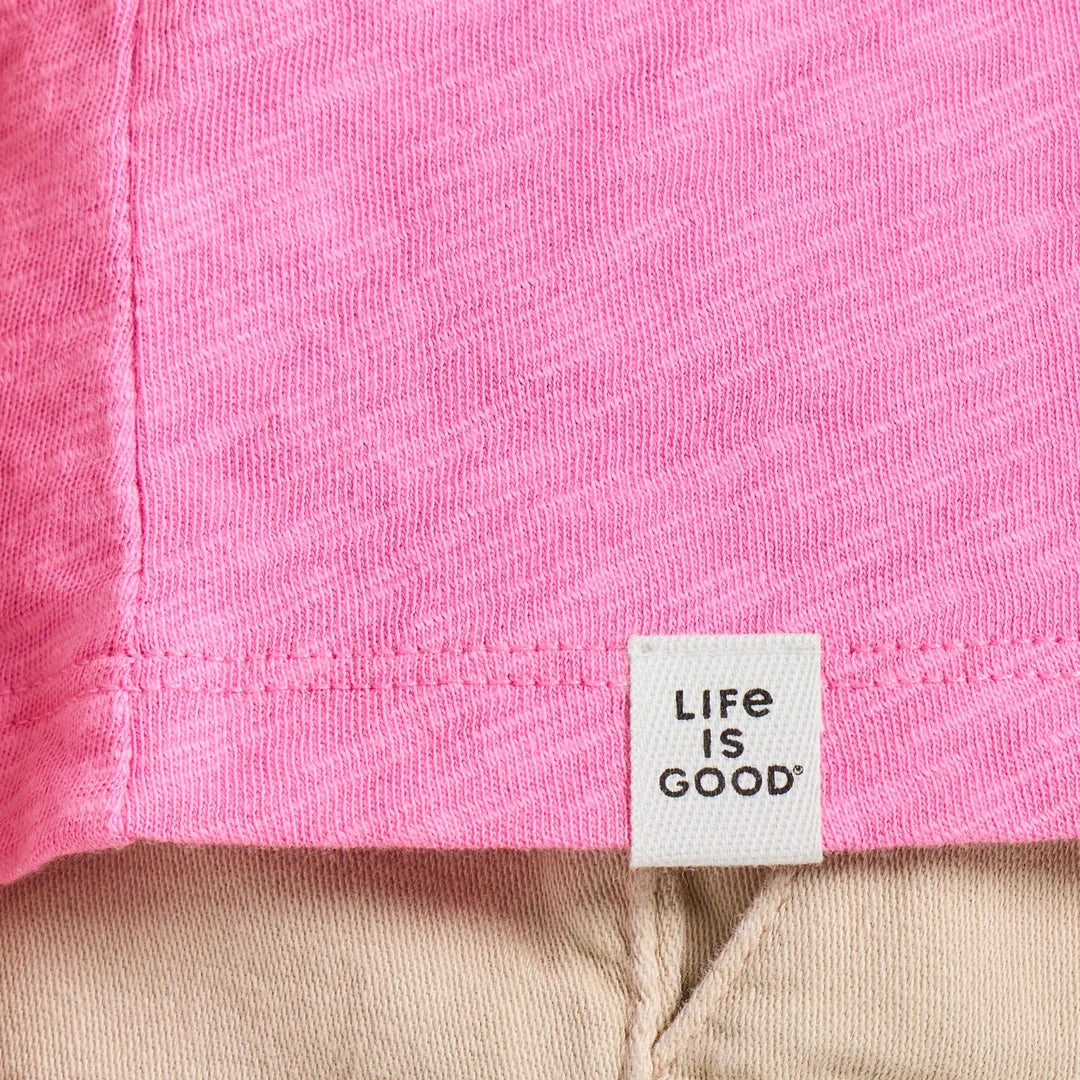 Life is Good W Textured Slub Tank Palm WATERMELON PINK