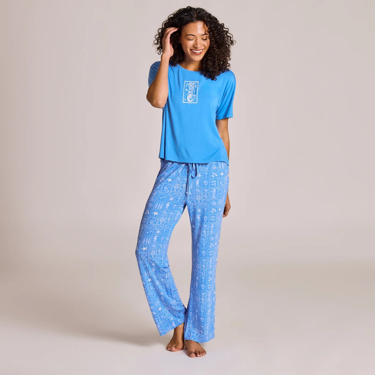Life is Good W Coastal Stamp Sleep Pant ATHLETIC BLUE