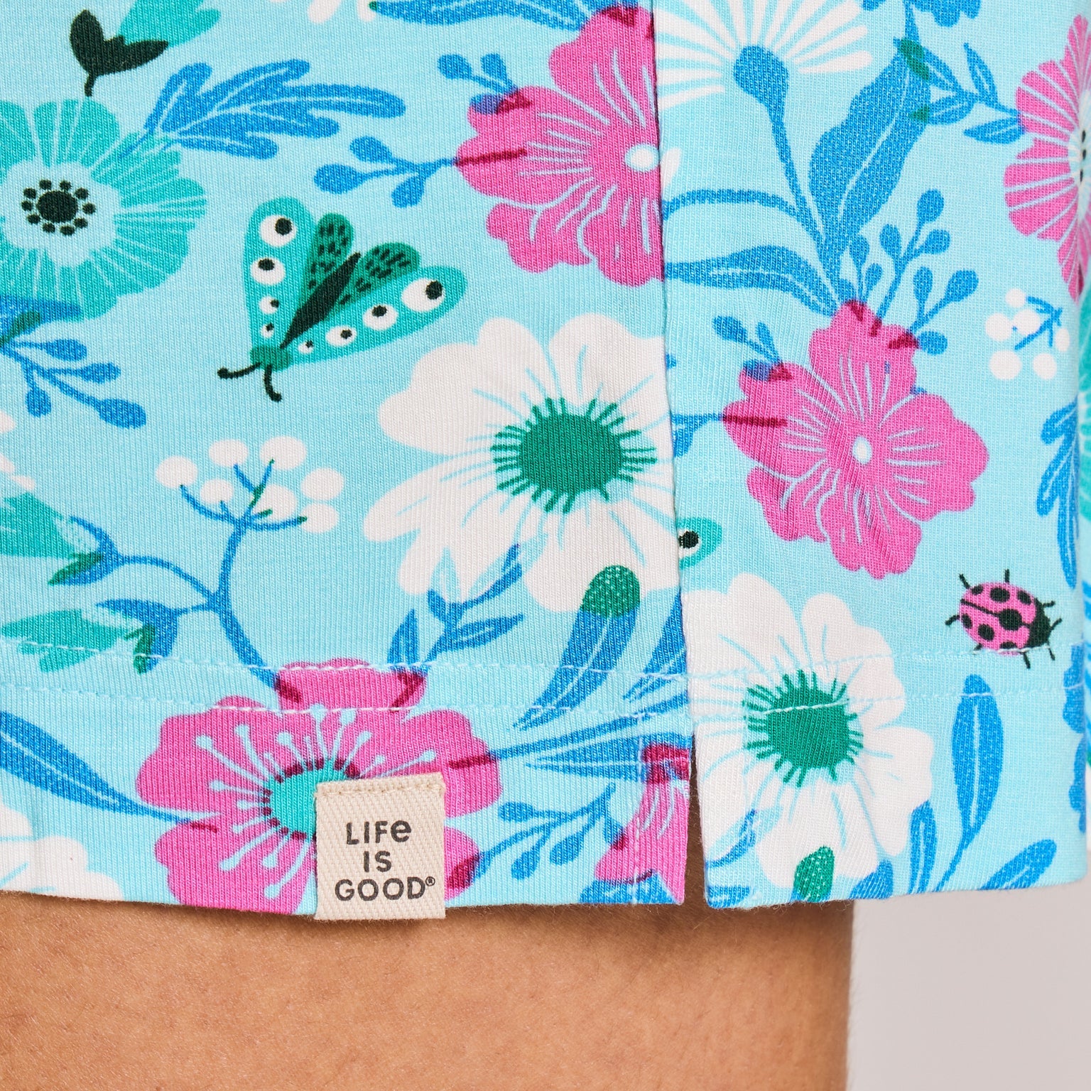 Life is Good W Snuggle Up Sleep Short Summer Garden AQUA BLUE