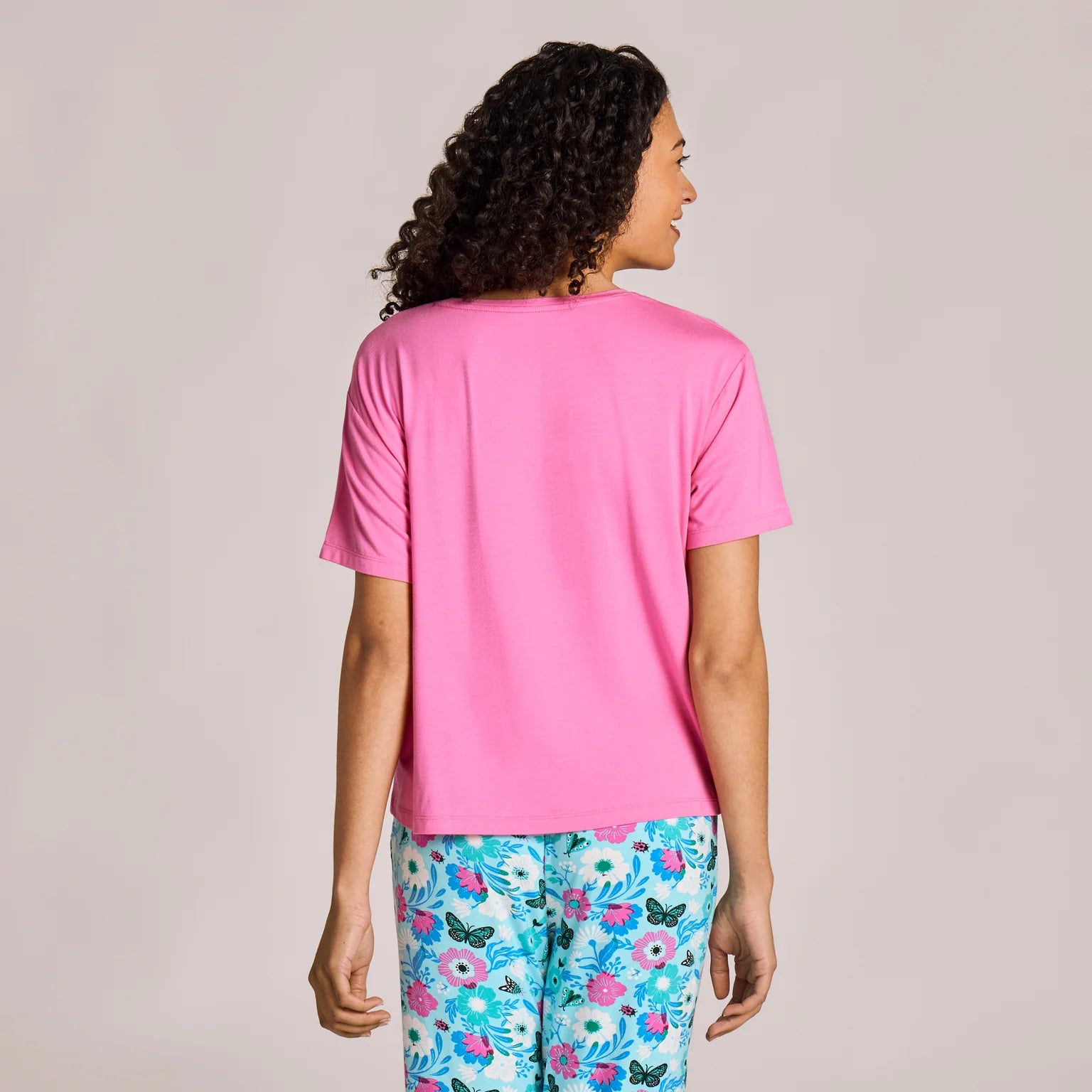 Life is Good W Snuggle Up Sleep Tee Clean Butterfly WATERMELON PINK