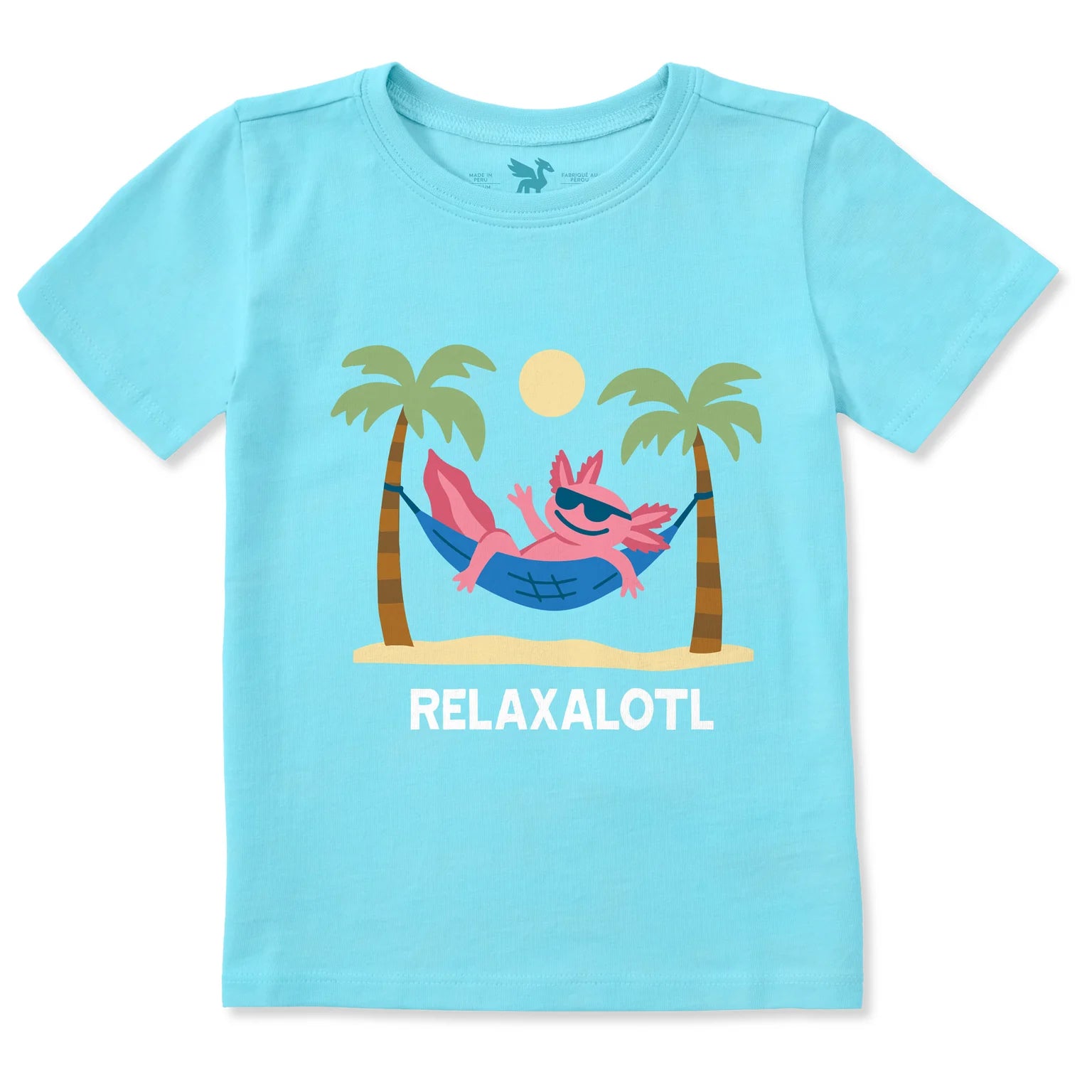 Life Is Good Toddler SS Crusher Relaxalotl Axolotl Tee AQUA BLUE