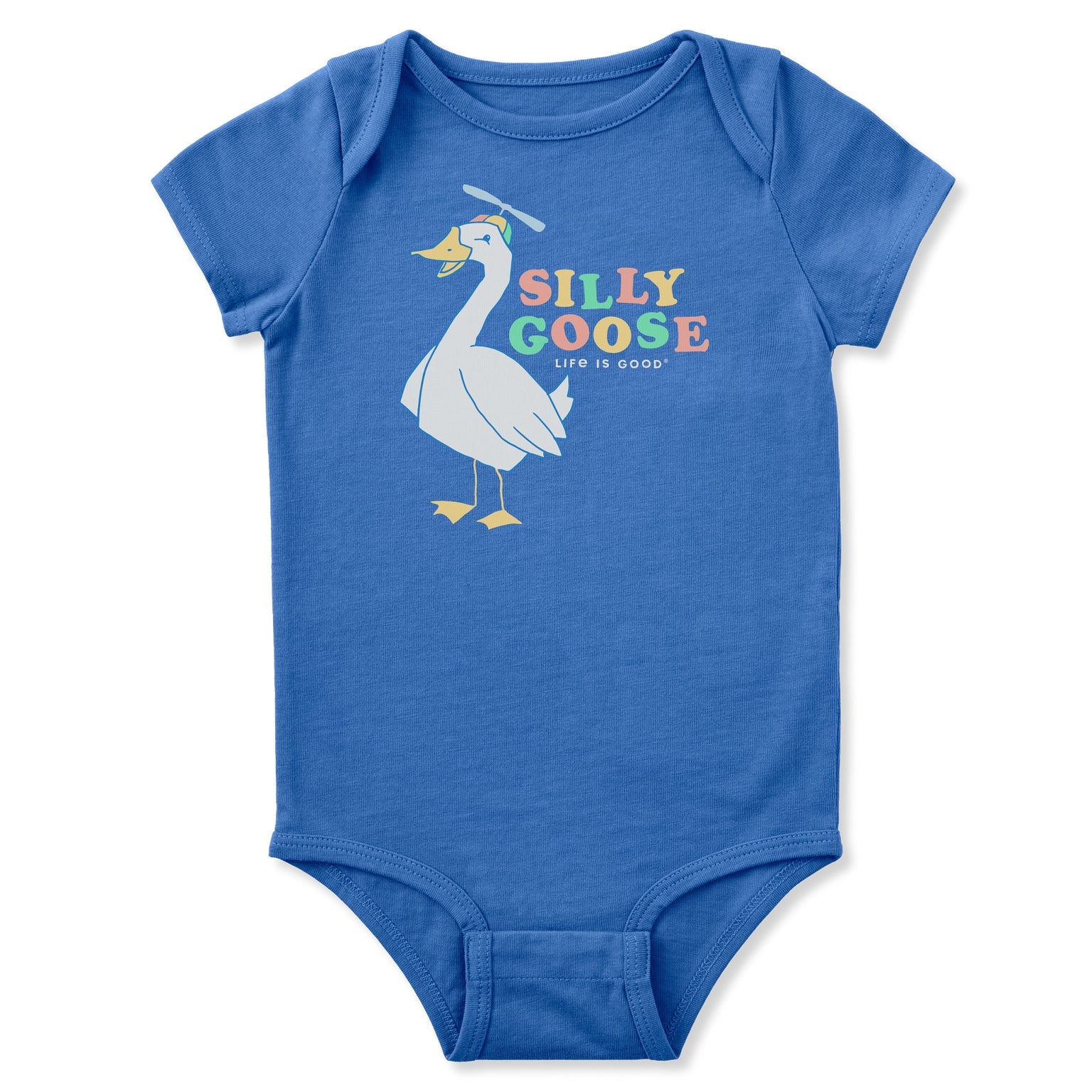 Life Is Good Baby SS Crusher Just a Silly Goose Bodysuit ATHLETIC BLUE