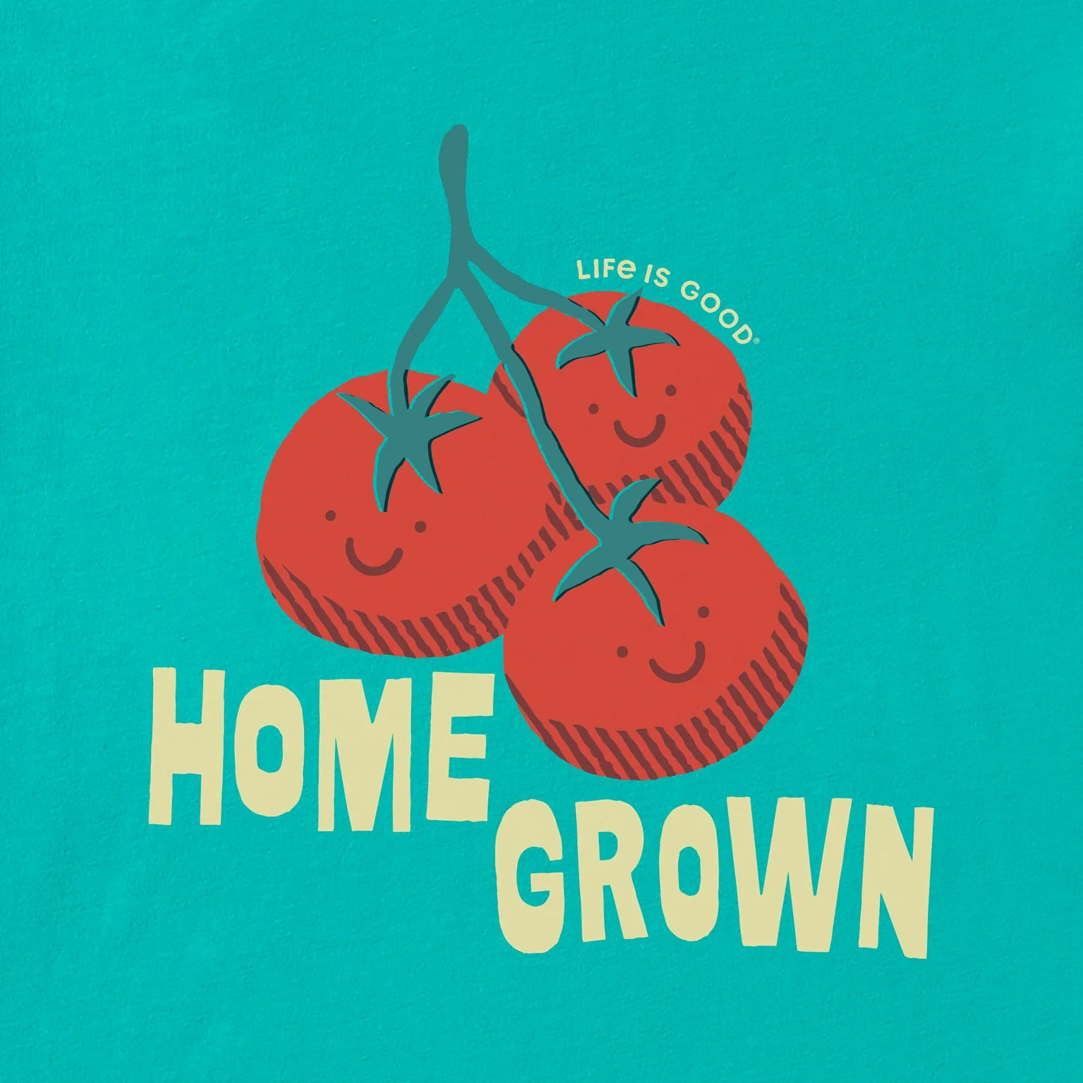 Life Is Good Baby Crusher Smiling Home Grown Tomatoes Bodysuit TURQUOISE GREEN
