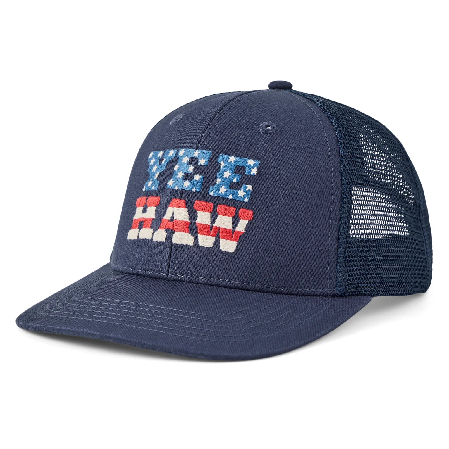 Life is Good Trucker Hat YEE HAW Stars DARKEST BLUE