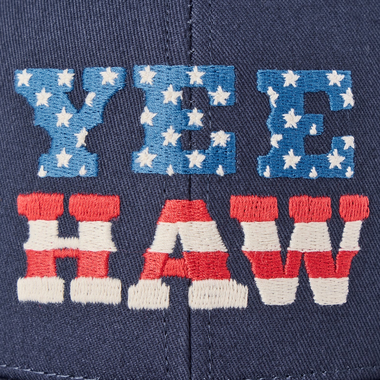 Life is Good Trucker Hat YEE HAW Stars DARKEST BLUE