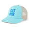 Life is Good Trucker Cat Mom Stack AQUA BLUE front