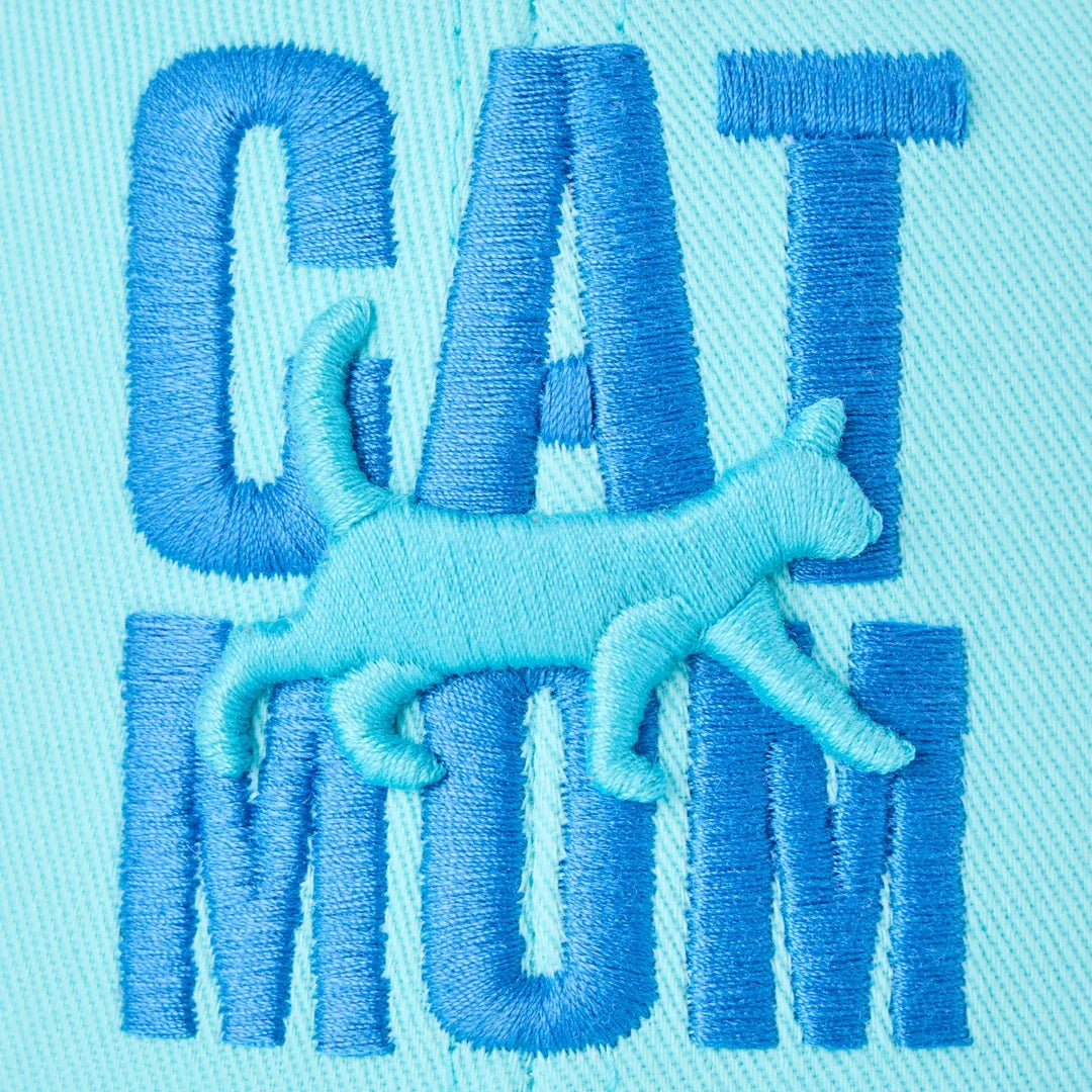 Life is Good Trucker Cat Mom Stack AQUA BLUE front