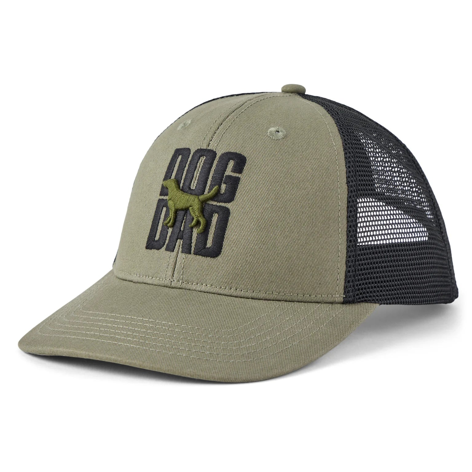 Life is Good Trucker Hat Dog Dad Silo Stack MOSS GREEN