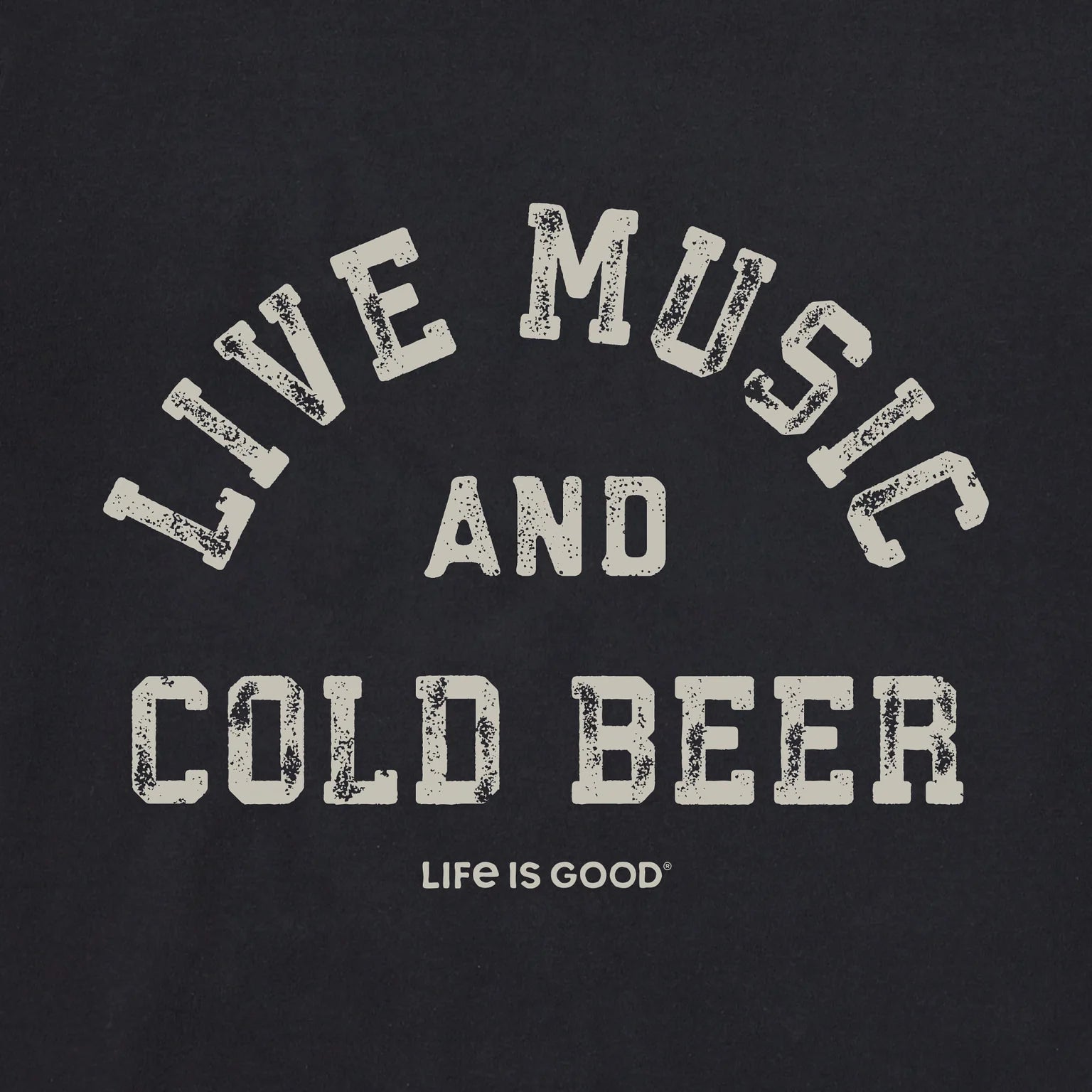 Life Is Good W SS Boxy Tee Live Music More Beer FADED BLACK