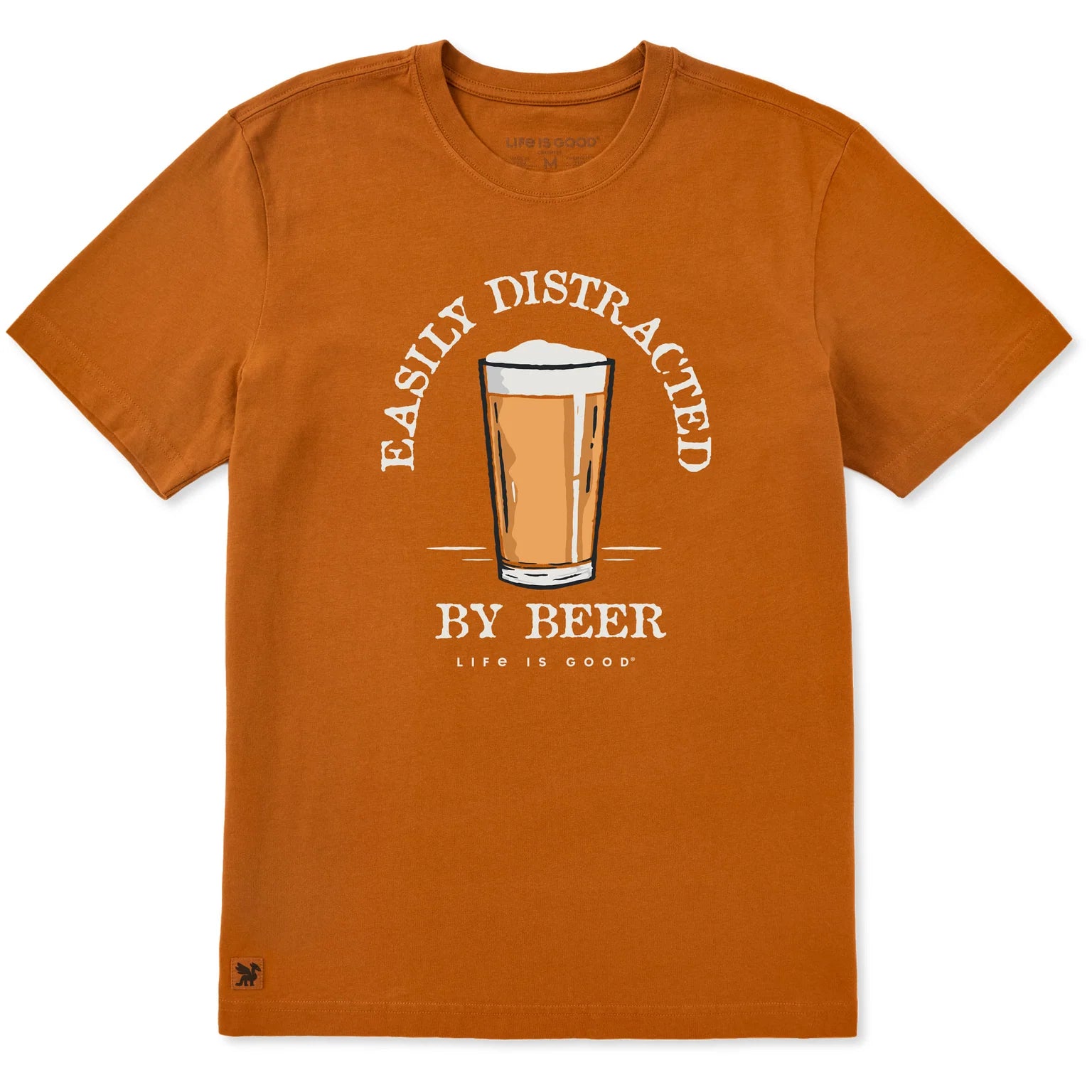 Life is Good M SS Crusher Easily Distracted by Beer Tee COPPER BROWN