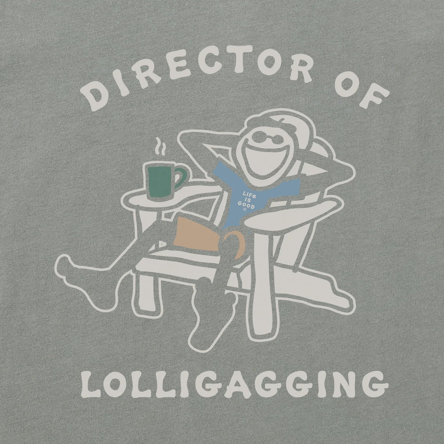 Life is Good M LS Crusher Director of Lolligagging Tee IRON GRAY